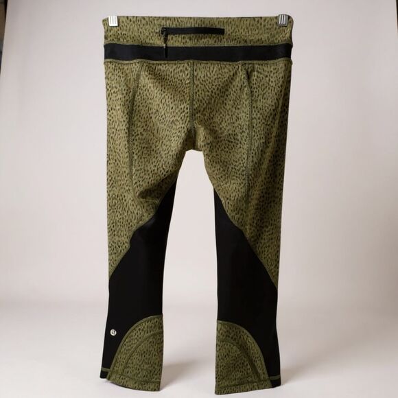 🖤💚 Lululemon Pace Rival Crop Leggings Sz 4 • Green Black Spotted ✨ - Picture 5 of 5